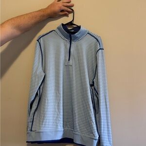 Southern Tide Men’s Striped 1/4 Zip Golf Pullover White Blue